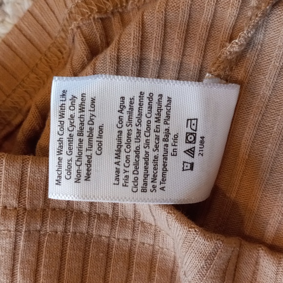 Pumpkin Spice Ribbed Long Sleeve Crewneck Top Relaxed Minimalist Slouchy Active - Picture 14 of 14